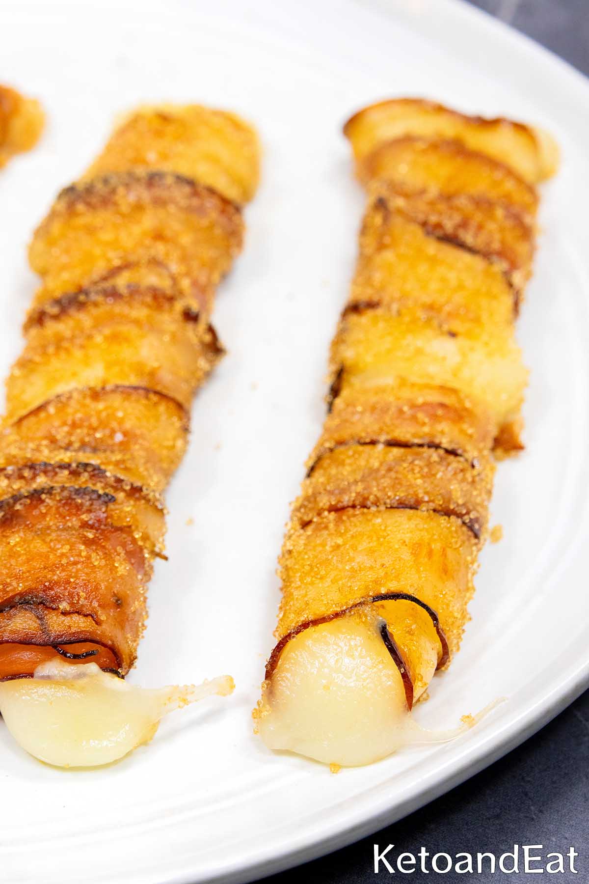 Candied Bacon Mozzarella Sticks