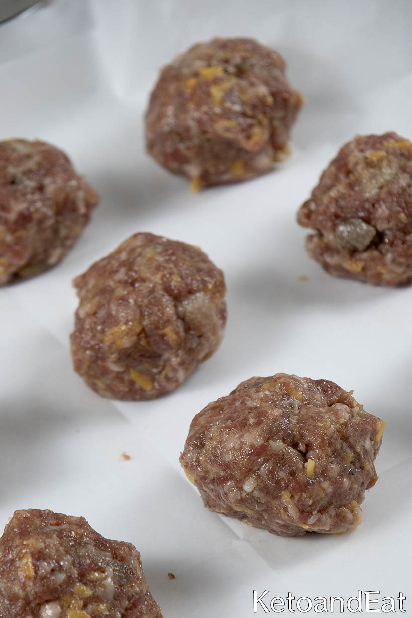 Carnivore Bacon Cheeseburger Meatballs Before Baking