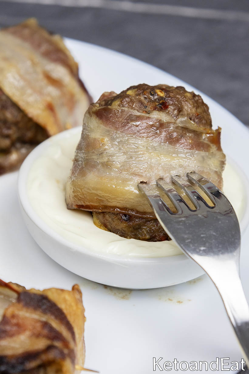Carnivore Bacon Wrapped Cheddar Meatballs