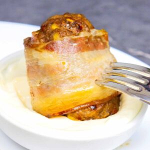 Carnivore Bacon Wrapped Cheddar Meatballs