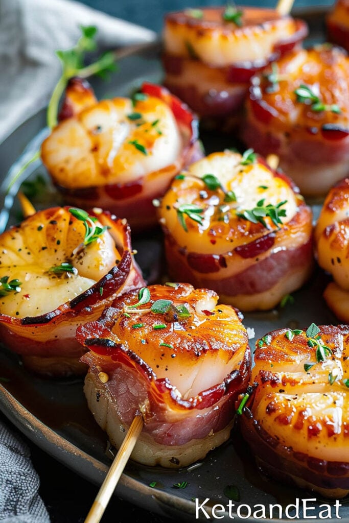 Carnivore Bacon Wrapped Scallops ketoandeat