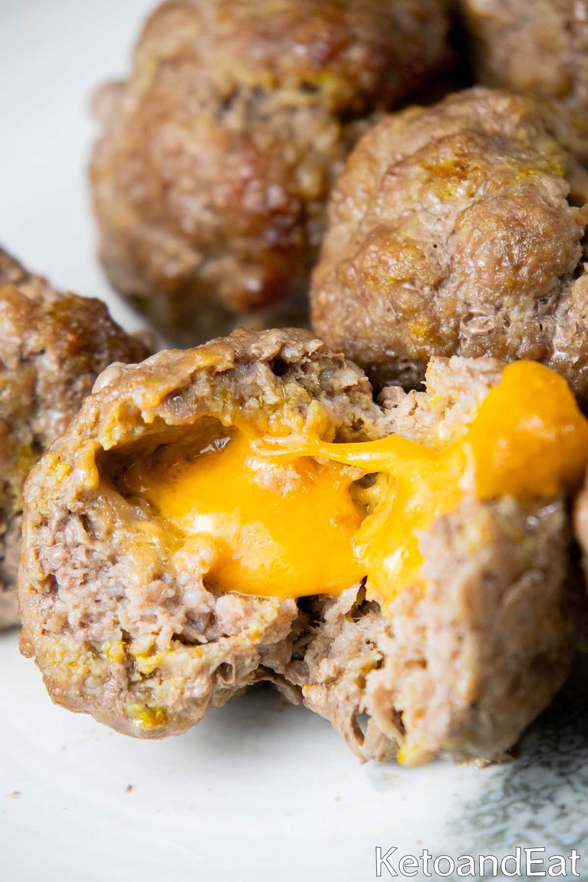 Carnivore Diet Cheddar Stuffed Meatballs