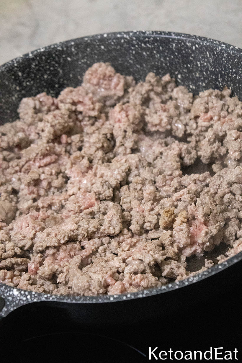 Cooking Ground Beef for Carnivore Breakfast Casserole 