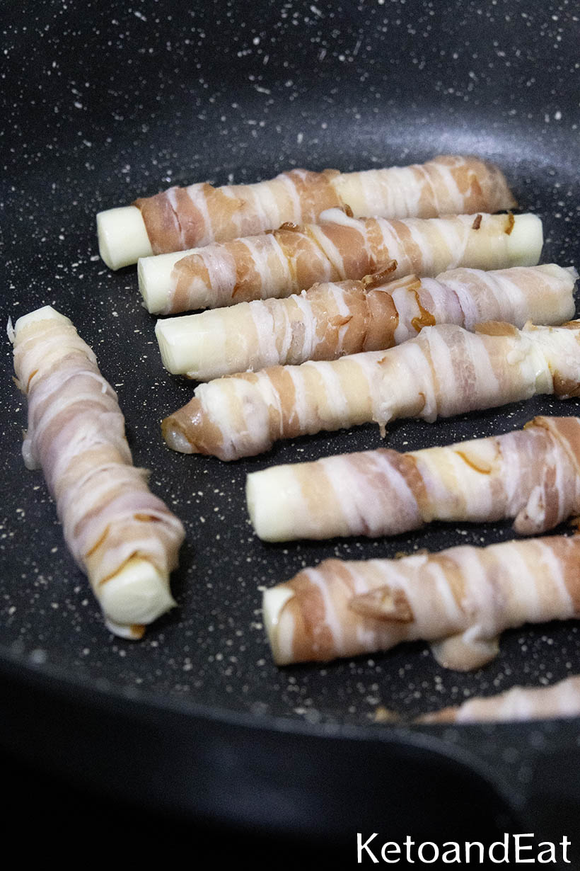 Frying Bacon Mozzarella Sticks 