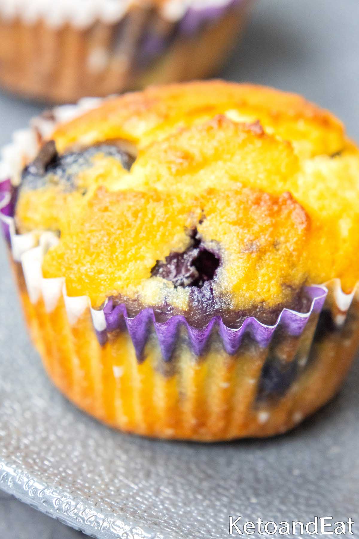 Keto Blueberry Almond Flour Muffins 