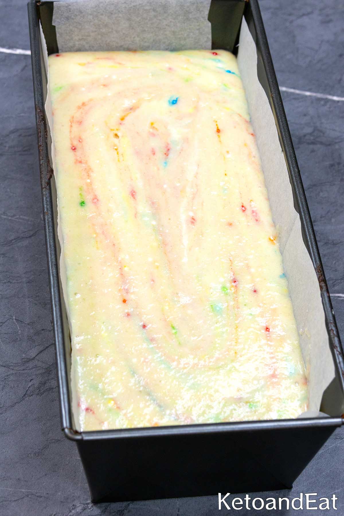 Keto Funfetti Party Cake Before Baking