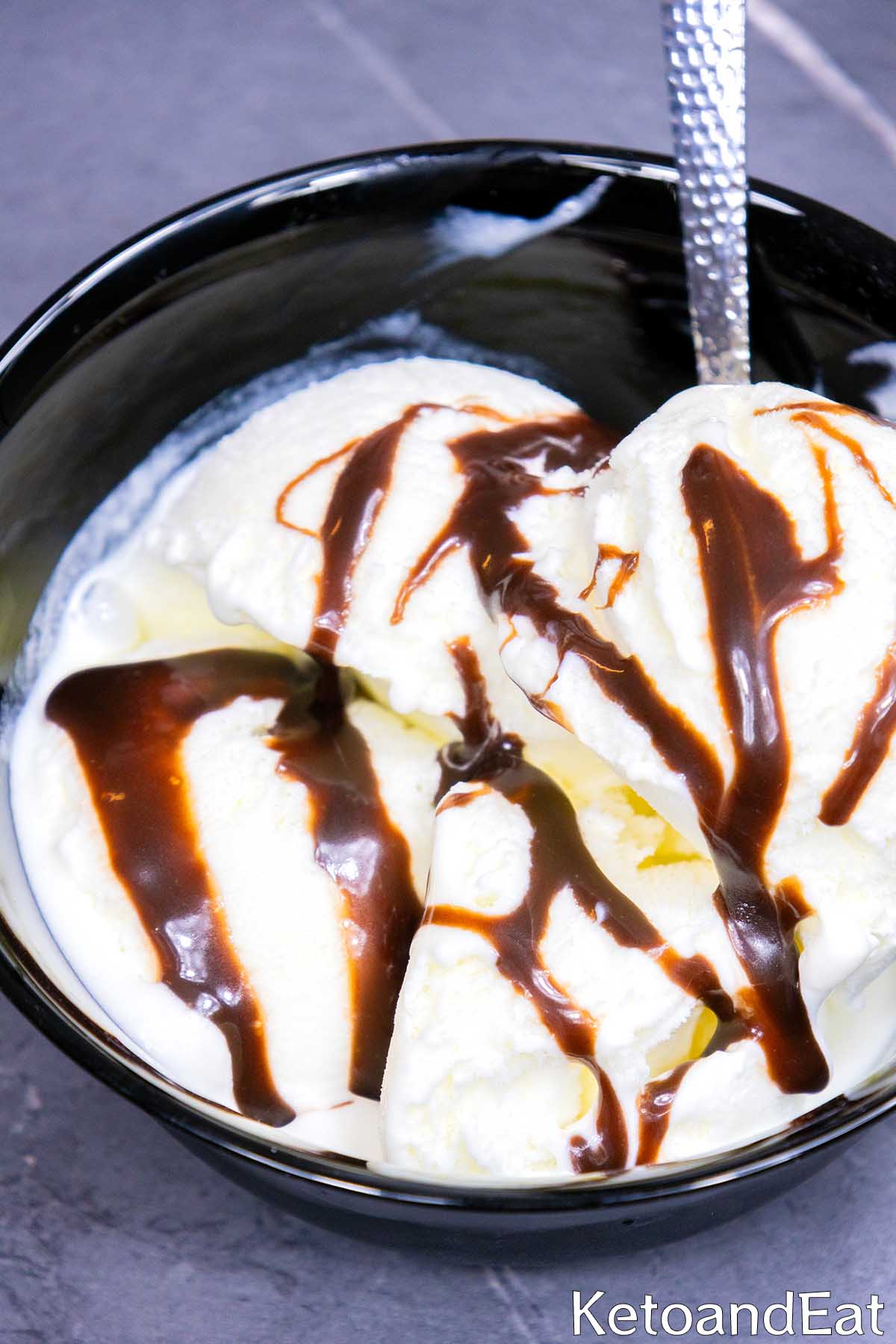 Keto Ice Cream with Chocolate Sauce 