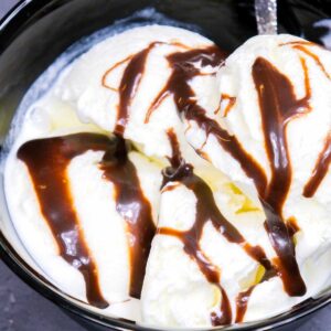 Keto Ice Cream with Chocolate Sauce