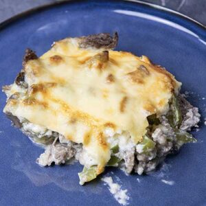 Keto Philly Cheesesteak Casserole