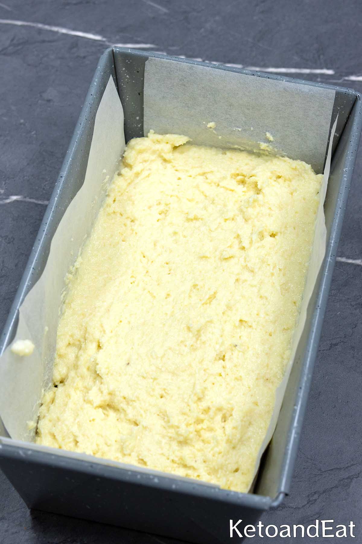 Keto Sour Cream Sandwich Bread Before Baking