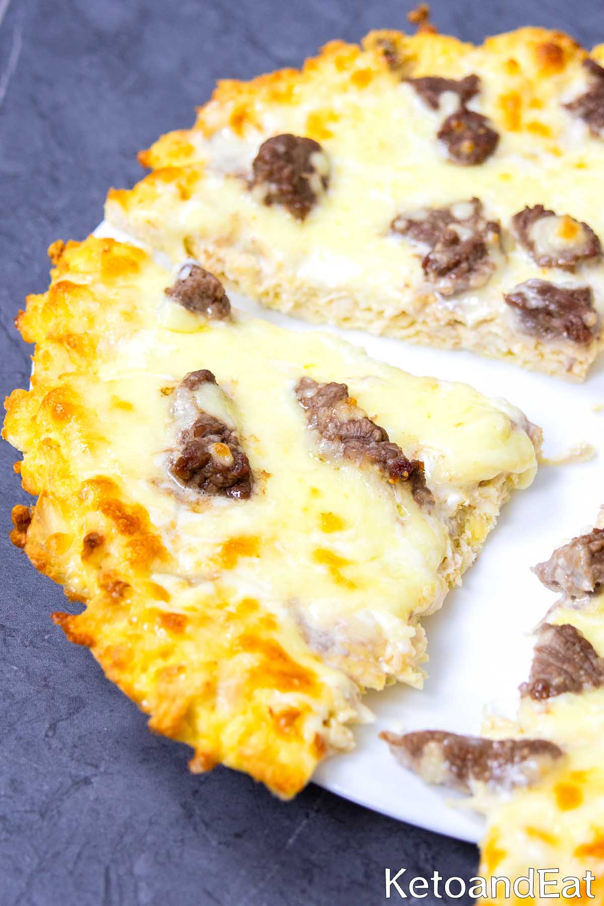 Keto Steak & Cheese Pizza recipe 