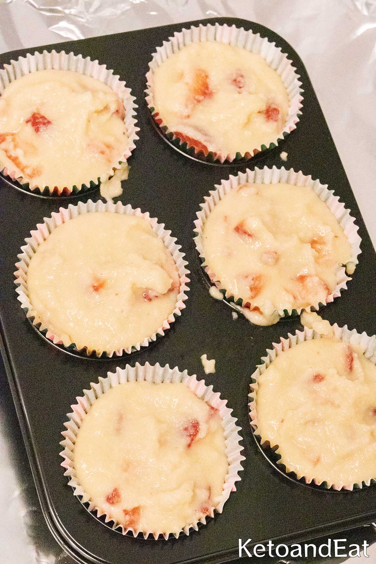 Keto Strawberry Muffins Before Baking