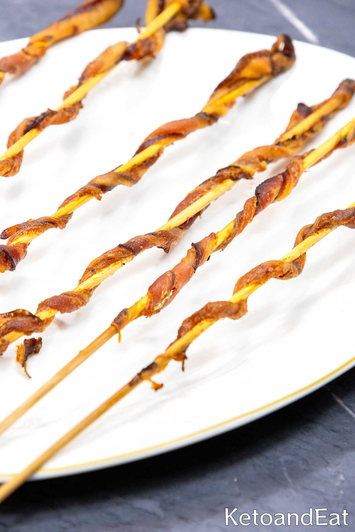 Keto Twisted Bacon Skewers