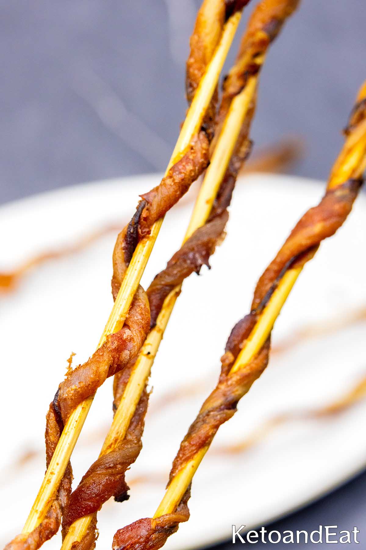 Keto Twisted Bacon Skewers