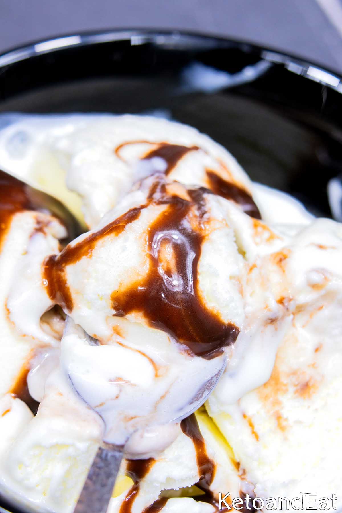 Keto Vanilla Ice Cream with sauce