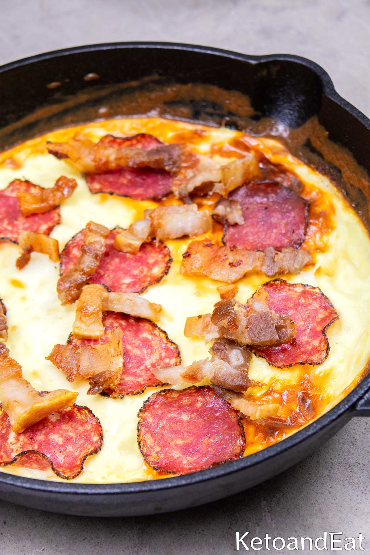 Low Carb Keto Skillet Bacon Pizza