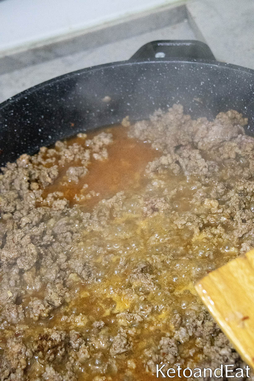 cooking the ground beef chili