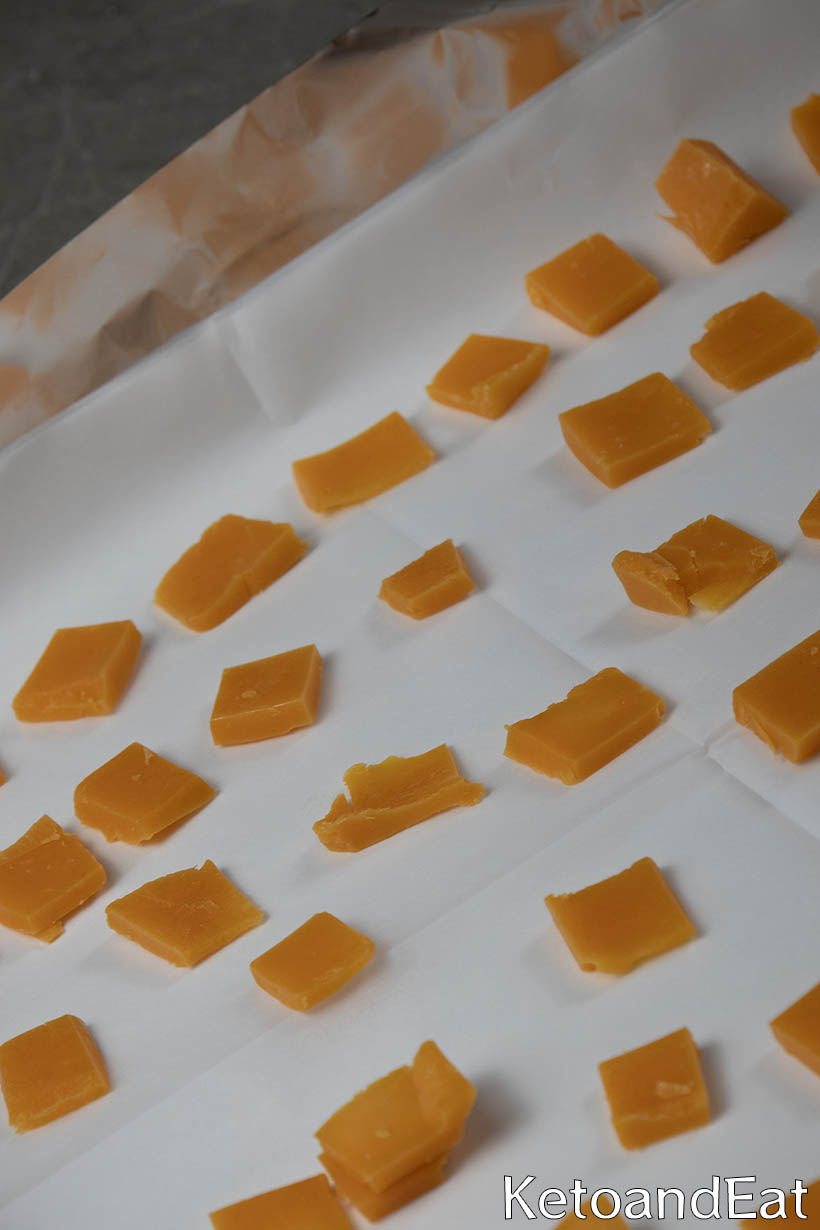 dried cheddar on tray
