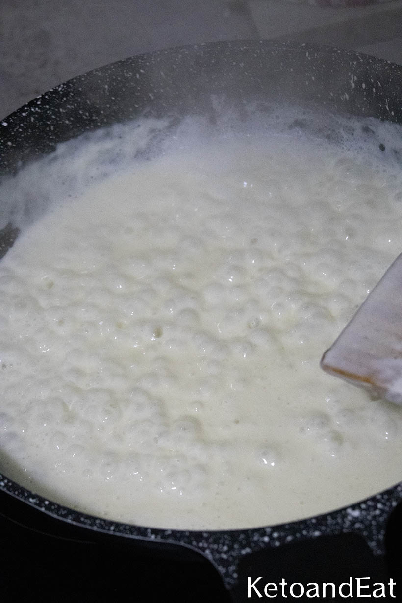 making the alfredo sauce
