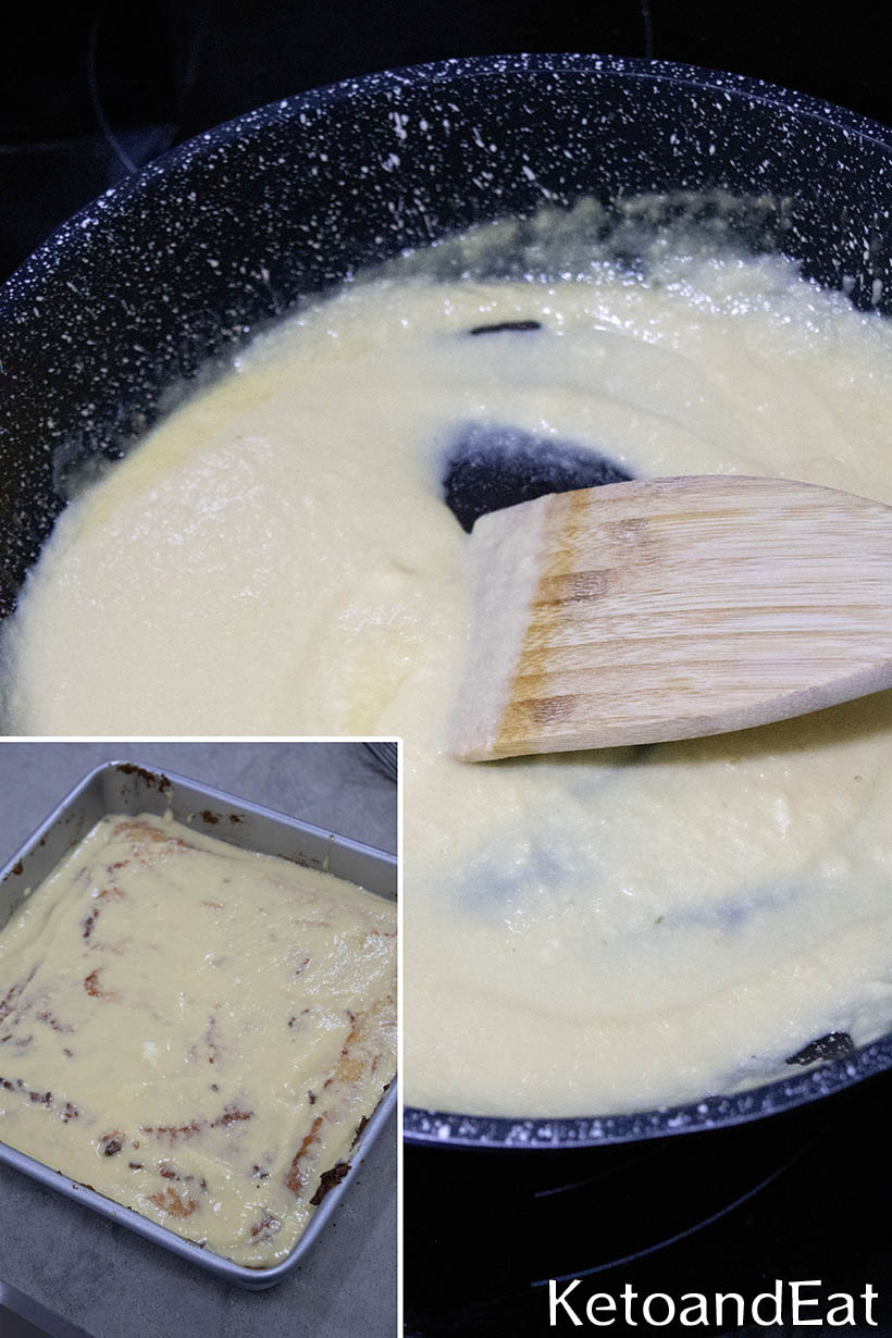 spreading pudding layer