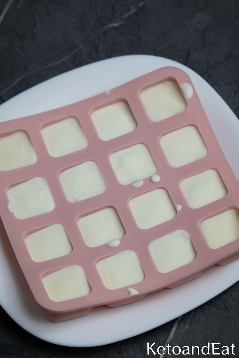 tray with frozen heavy cream